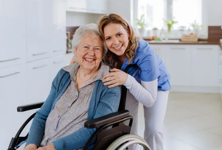 Caregiver with senior client
